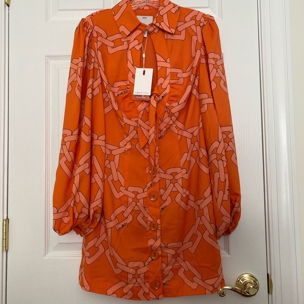 C/MEO puff sleeve mini dress